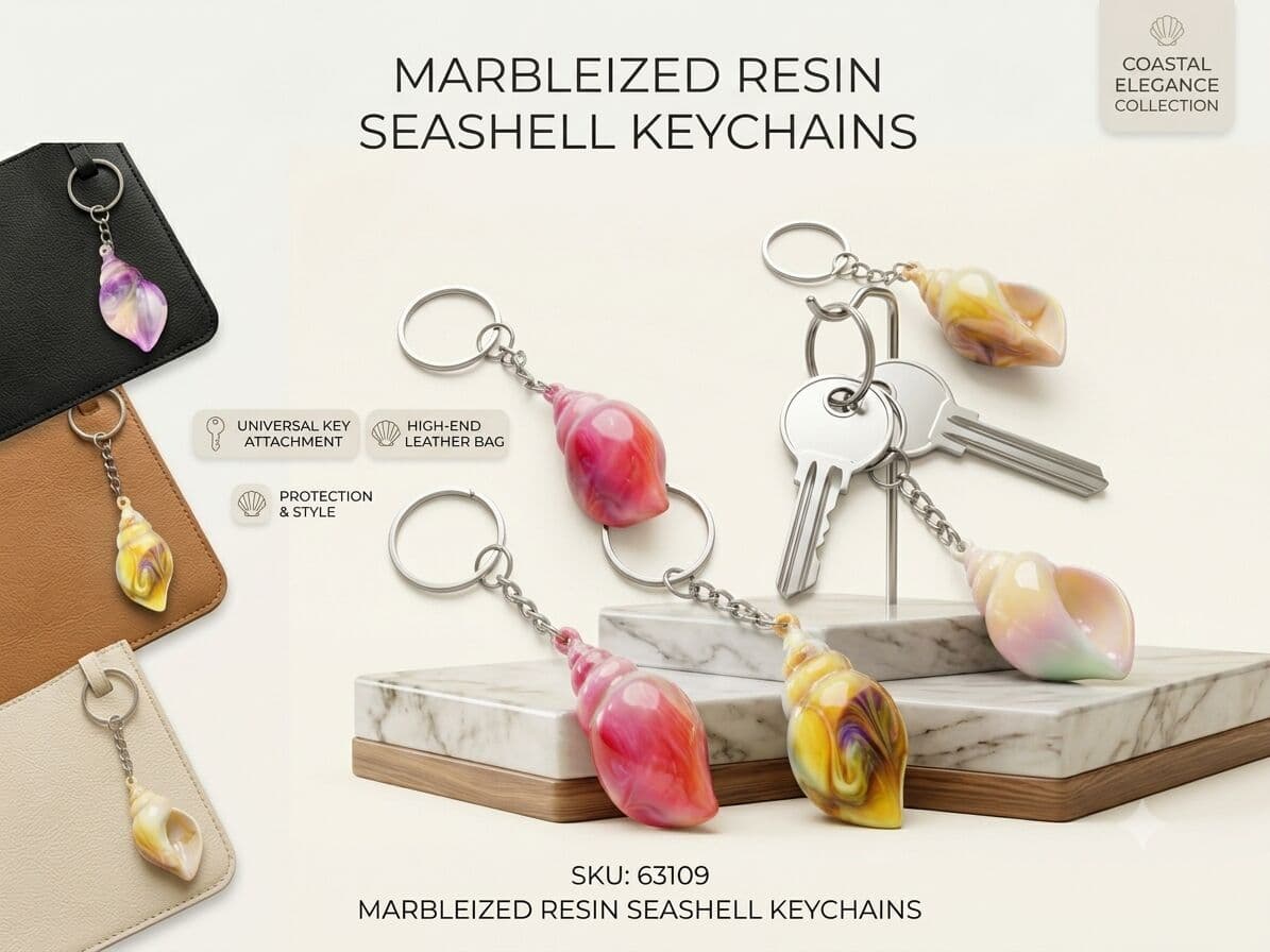 Ceramic Sea Shell Key Chain